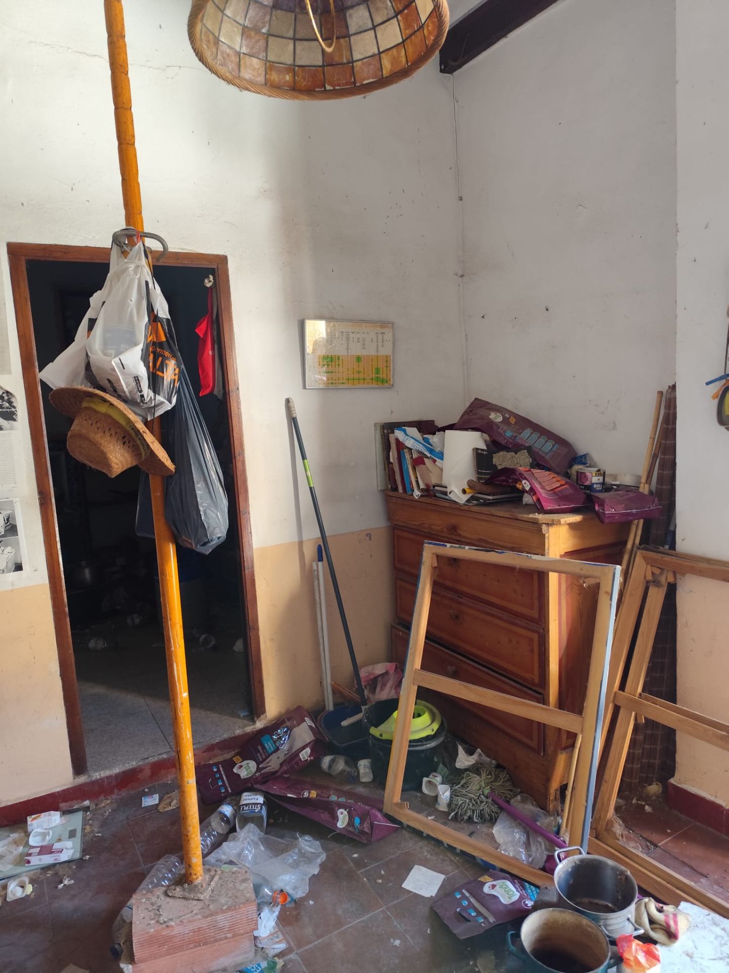 Habitación con acumulación antes del vaciado